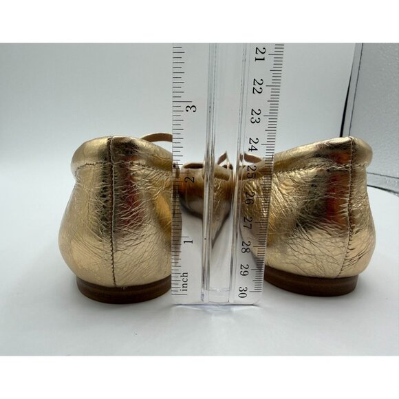 Dolce Vita Reyes Distressed Women Size 6 Gold Leather Mary Jane Ballet Flats - Picture 10 of 14
